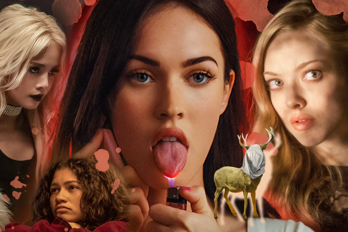 collage with heroins from dark aesthetic movies