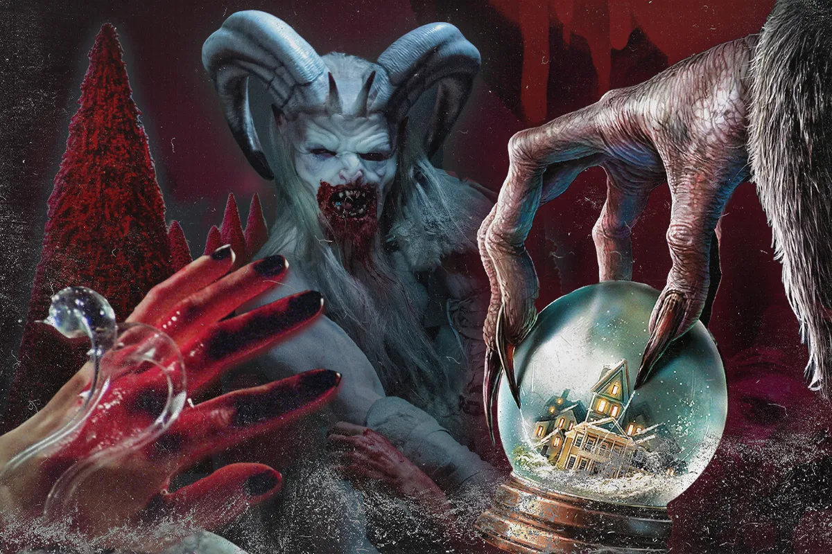 collage featuring christmas horrors