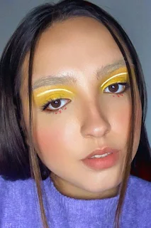 Jules Vaughn and Mellow Yellow eyeshadow makeup look from euphoria