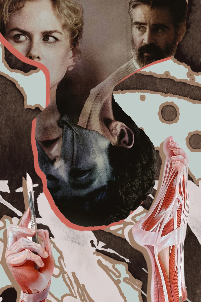 collage with scenes from The Killing of a Sacred Deer (Hulu)